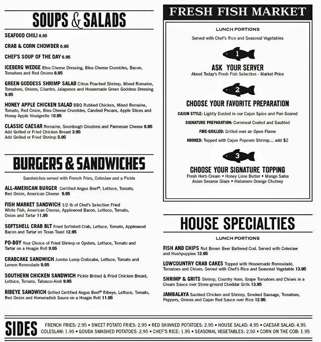 Menu at Flying Fish Public Market & Grill, North Myrtle Beach