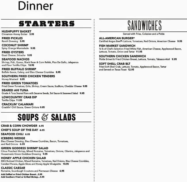 Menu at Flying Fish Public Market & Grill, North Myrtle Beach