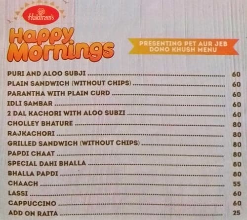 Haldiram's menu