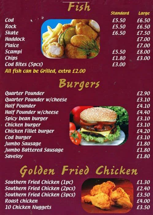 Golden Chippy Menu Menu De Golden Chippy Greenwich London Zomato Uk 