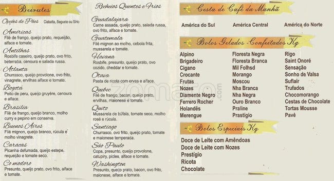 Flor Das Américas Arte Doce Dos Pães cardápio