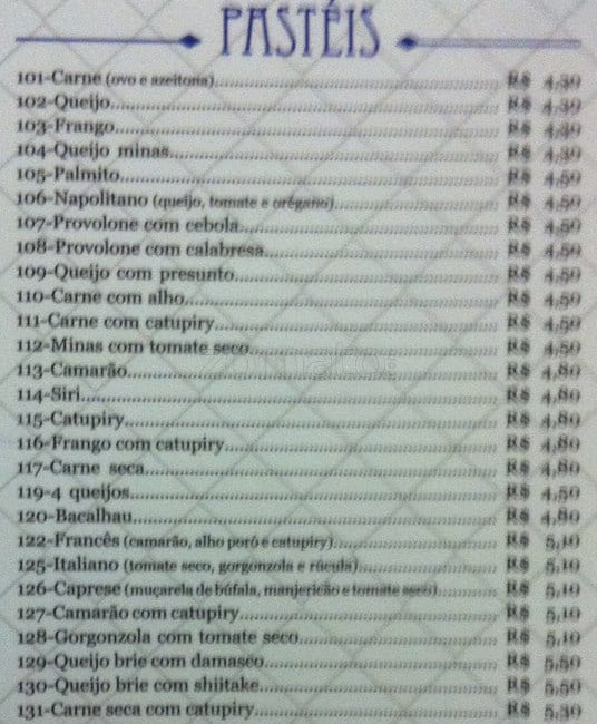 Bar do Adão cardápio