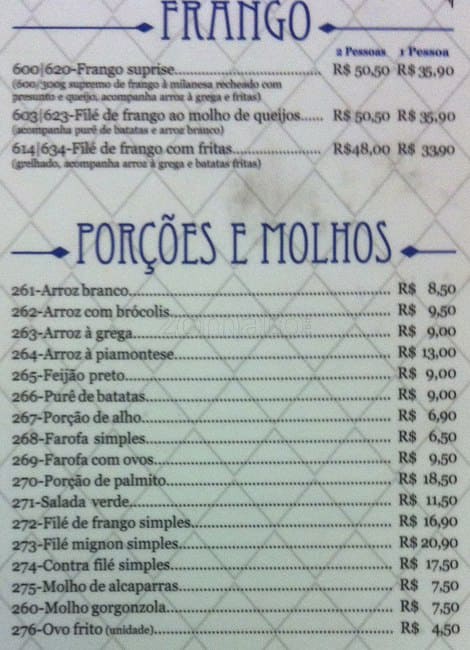 Bar do Adão cardápio