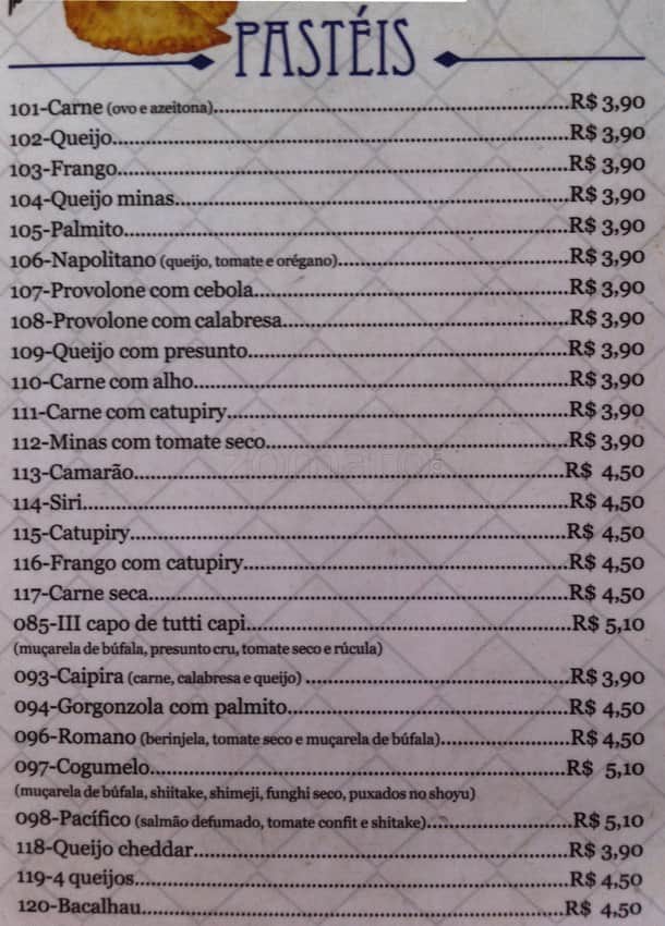 Bar do Adão cardápio