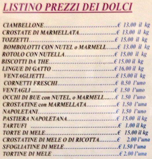Menu di Pane e Caffè 