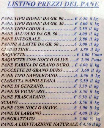Menu di Pane e Caffè 