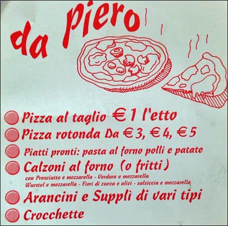 Menu di Pizzeria di Sforza Piero 