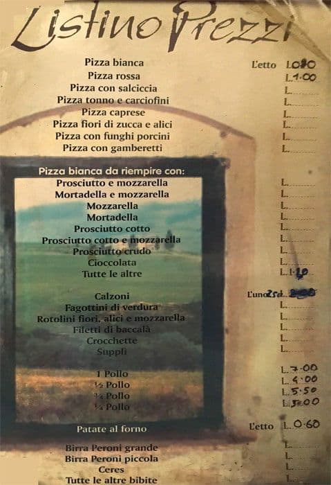 Menu di Pizzeria di Sforza Piero 