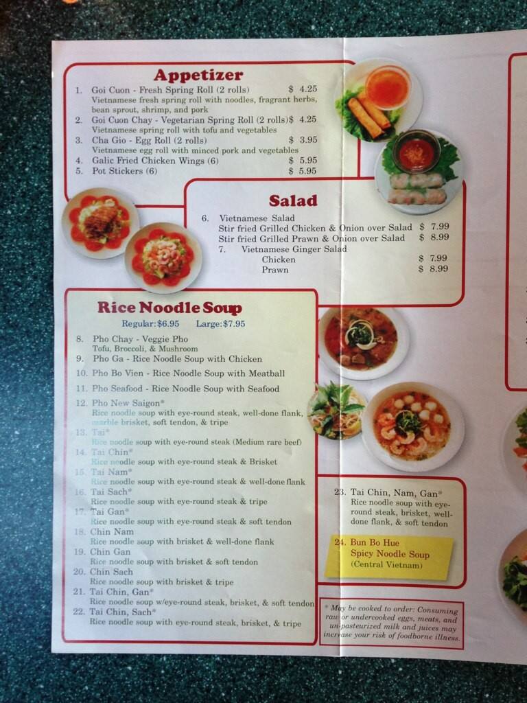 Menu At Pho New Saigon Restaurant, Port Angeles, E Highway 101