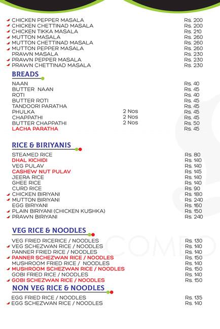 Combos Kitchen menu