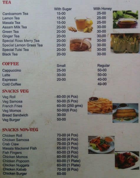 High Tea Cafe menu
