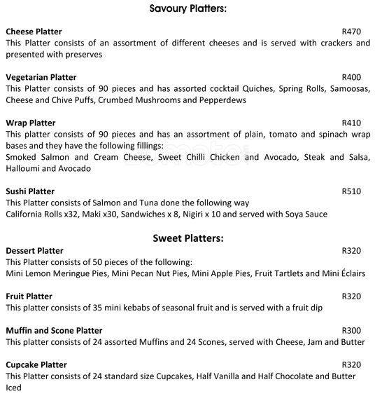 Menu at Designer Bites desserts, Johannesburg, Epsom Downs Shopping Centre