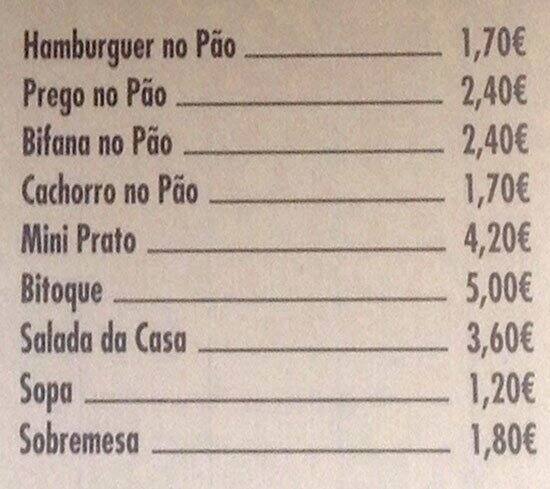 Menu em Restaurante Banquisa, Algés