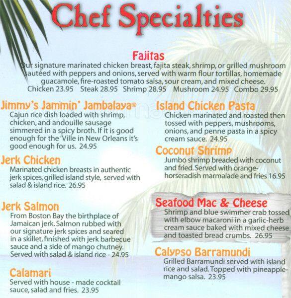 Margaritaville Menu, Menu for Margaritaville, Darling Harbour, Sydney
