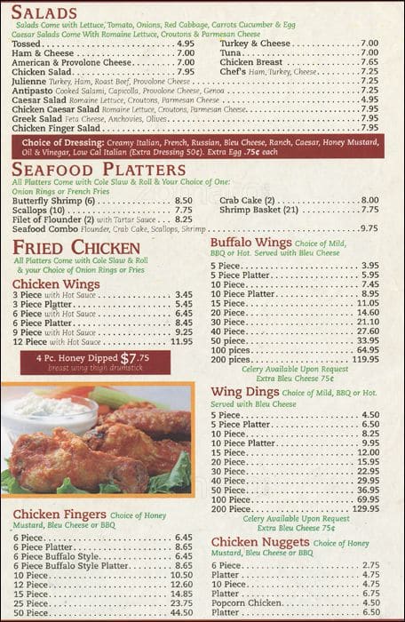 Menu at Isaak and Steves Pizza pizzeria, Norristown