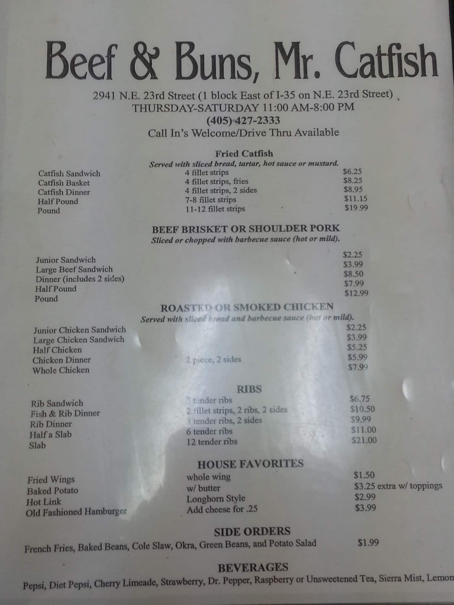 Beef & Buns Mr. Catfish Menu Urbanspoon/Zomato