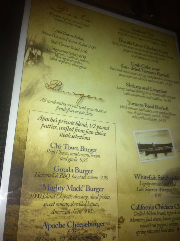 Menu at Apache Trout Grill pub & bar, Traverse City