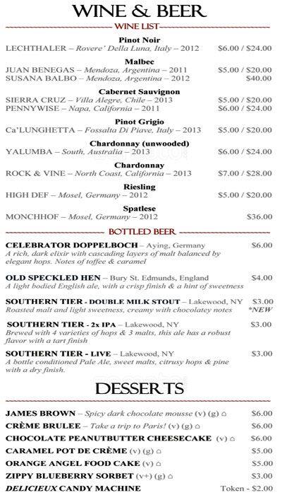 Menu at 3/4 Café cafe, Buckhannon