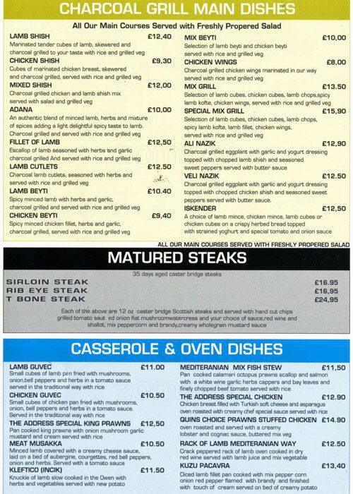 The Address menu