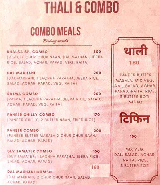 Khalsa Punjabi Pure Veg menu