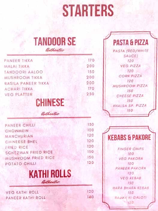 Khalsa Punjabi Pure Veg menu
