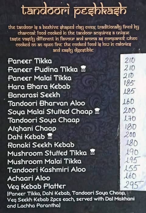 Pakwan - A Royal Veg Restaurant menu