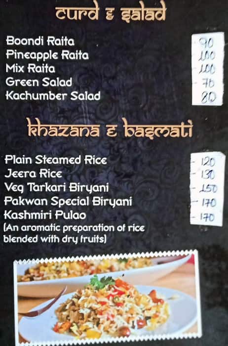 Pakwan - A Royal Veg Restaurant menu