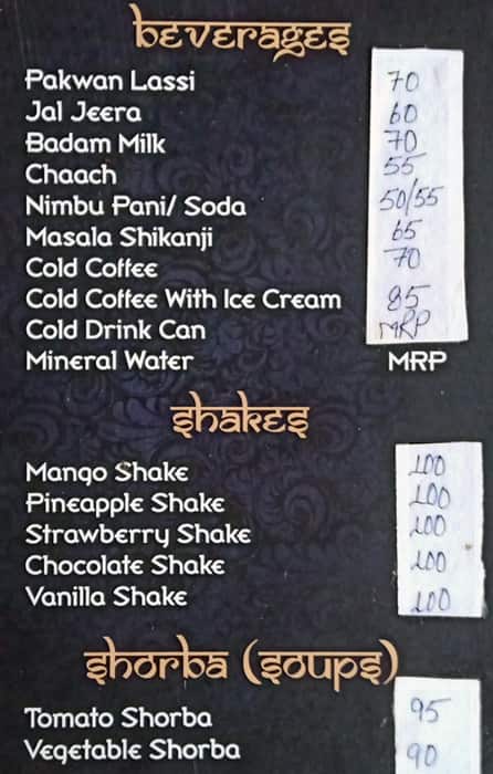 Pakwan - A Royal Veg Restaurant menu