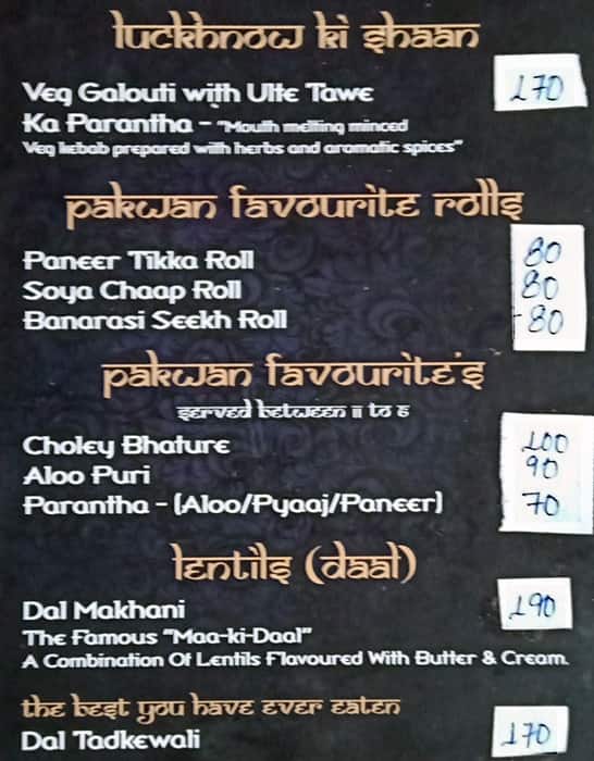 Pakwan - A Royal Veg Restaurant menu