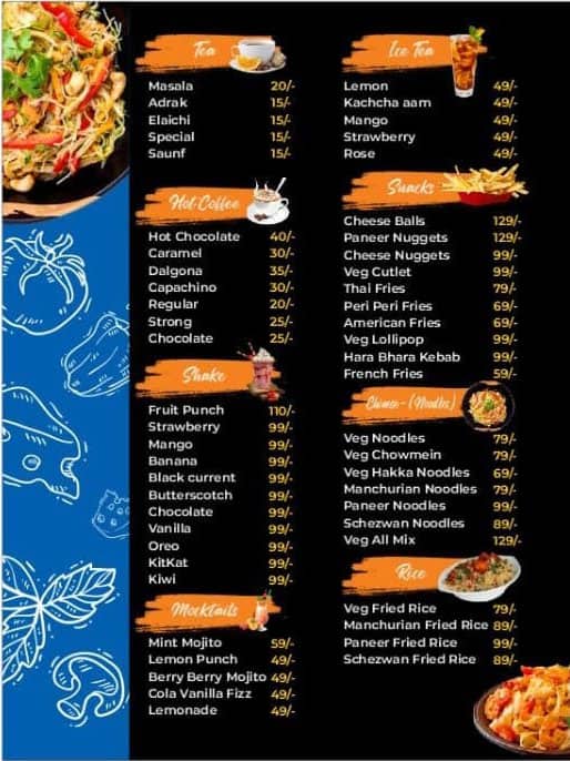 Menu of Happy Hours Cafe, Wright Town, Jabalpur