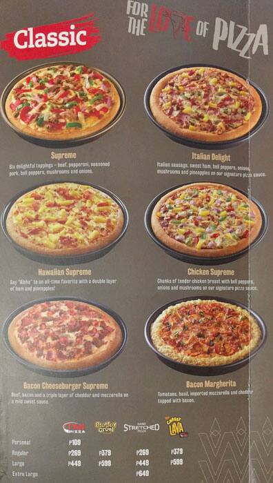 Pizza Hut Menu Menu For Pizza Hut Greenhills San Juan City