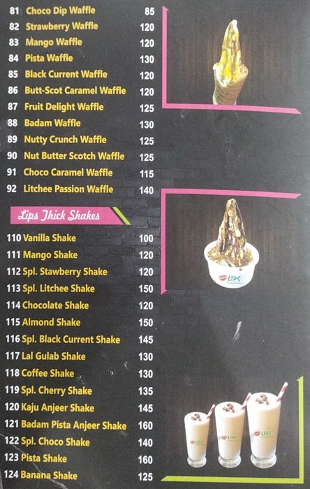 Menu at Lips, Chennai, A6