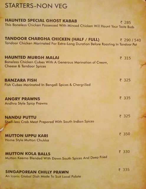Hunted Cafe Menu Menu at Haunted Restaurant, Chennai, 23