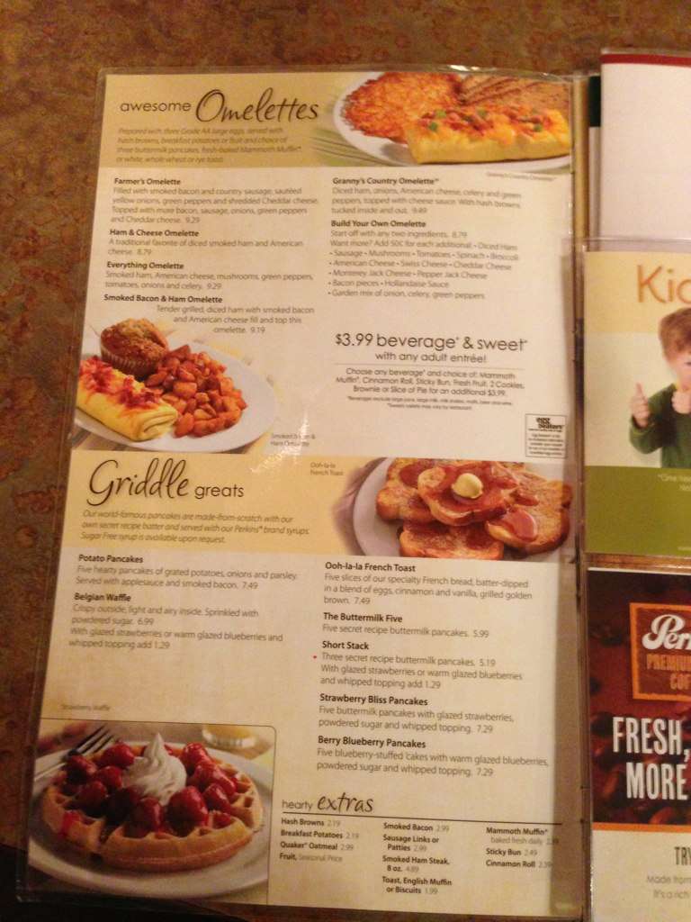 Perkins Restaurant Bakery Menu Urbanspoon Zomato
