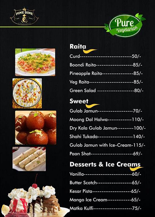 Menu At Pine Dine Cafe Restro Aurangabad