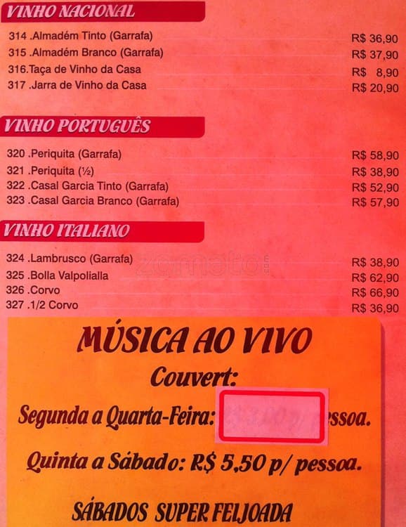 Dom ramiro cardápio