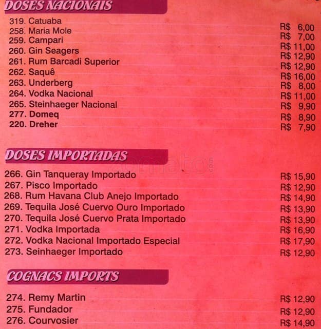 Dom ramiro cardápio