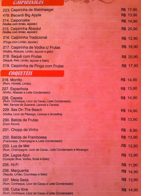 Dom ramiro cardápio