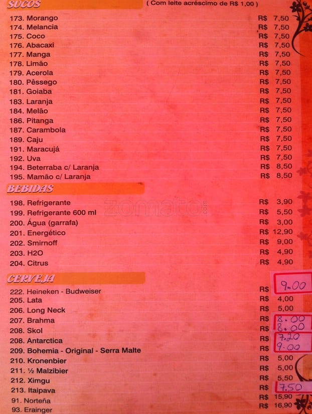 Dom ramiro cardápio