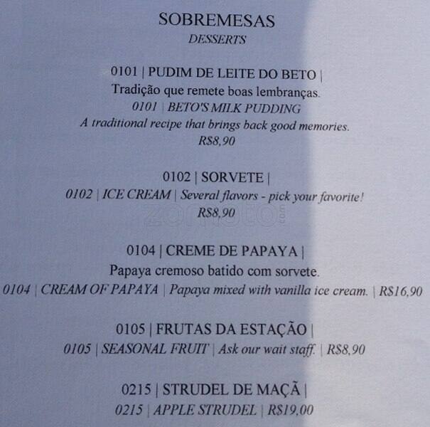 Beto - Bar e Restaurante cardápio