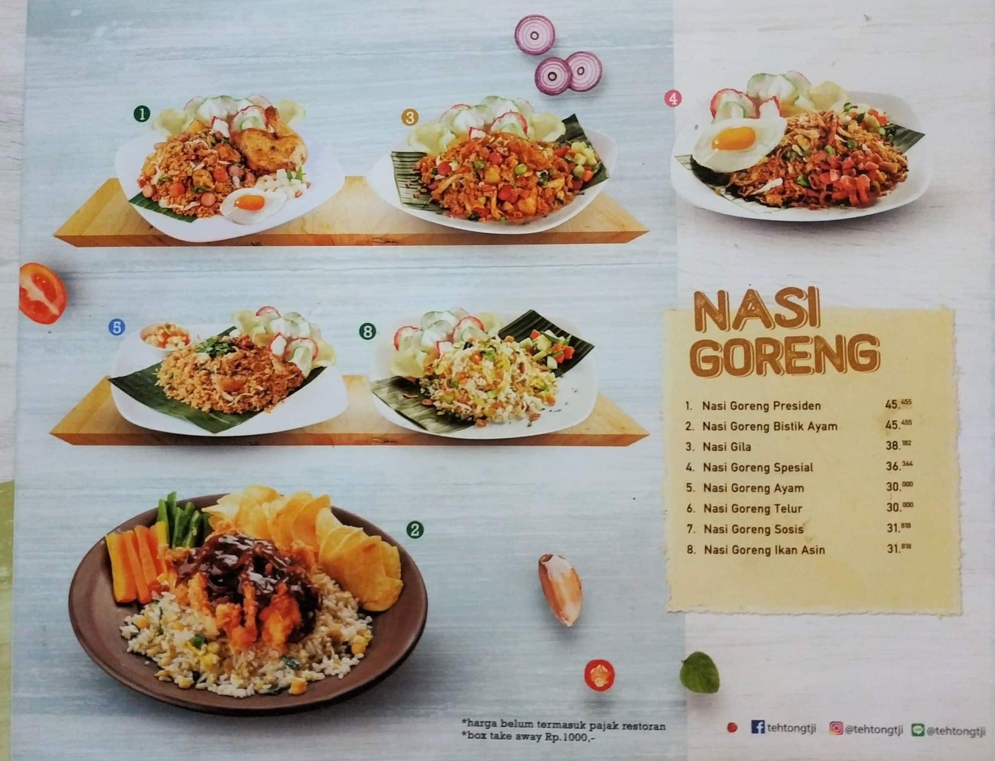 Menu at Tong Tji Tea Bar, North Jakarta, Mal Artha Gading