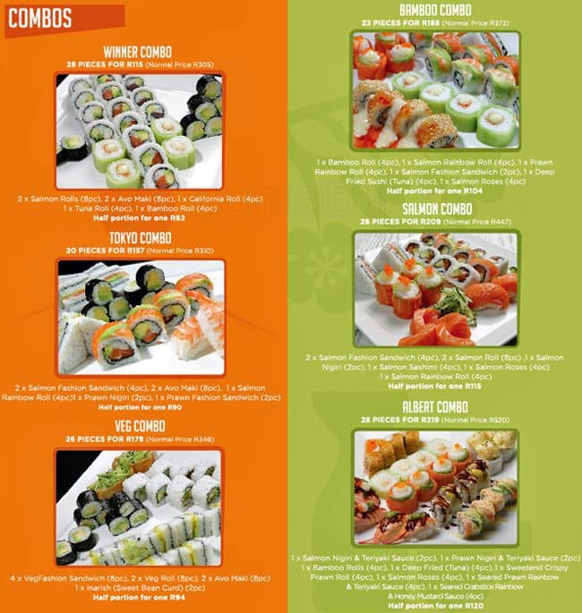 Menu at Bamboo Sushi Lounge restaurant, Umhlanga, 78