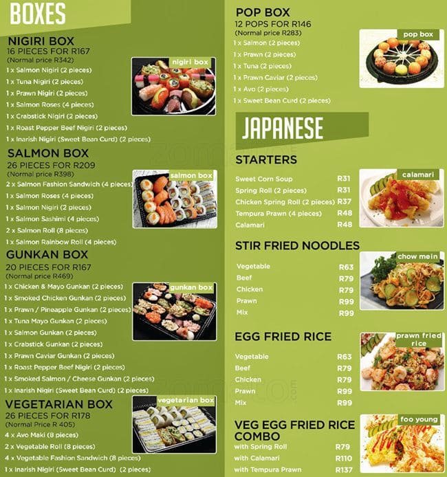 Menu at Bamboo Sushi Lounge restaurant, Umhlanga, 78