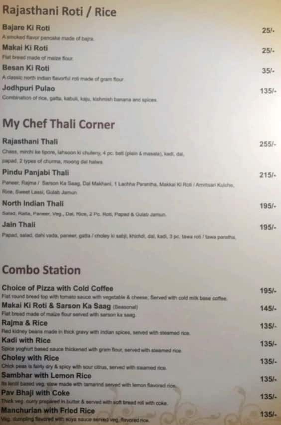My Chef menu
