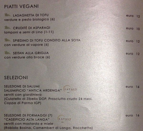 Menu di Starhotels Echo Bar 