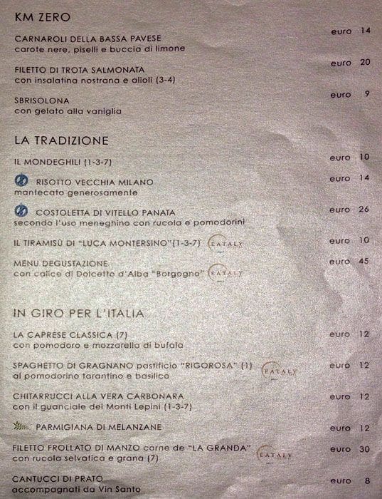 Menu di Starhotels Echo Bar 