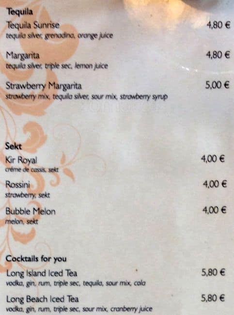 Menu de Channels Club