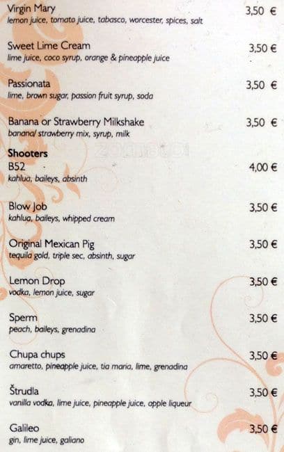 Menu de Channels Club