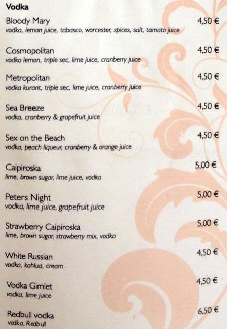 Menu de Channels Club