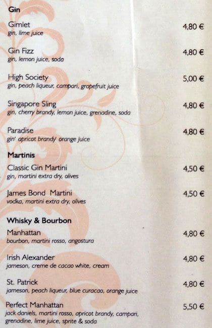 Menu de Channels Club